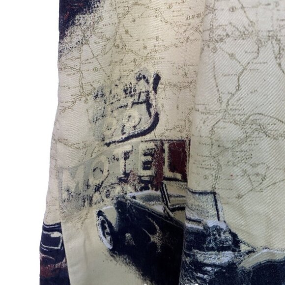 Red Head Shirt Men's Size Large Route 66 Vintage Cars Pocket Button Front Yellow - Picture 6 of 7